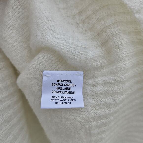 Trina Turk Sweater Womens Medium Ivory Wool Cowl Neck Stretch Minimalist Thin - Picture 7 of 10